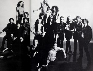 Andy Warhol Films: Open Content: Black-and-white photograph of Andy Warhol and 18 of the cast & crew from his films of the mid-1960's
