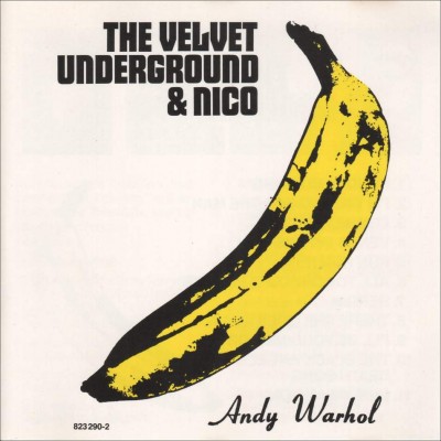 Cover of The Velvet Underground & Nico's debut album from 1967. Artwork by Andy Warhol. Image of a yellow banana on a white background.